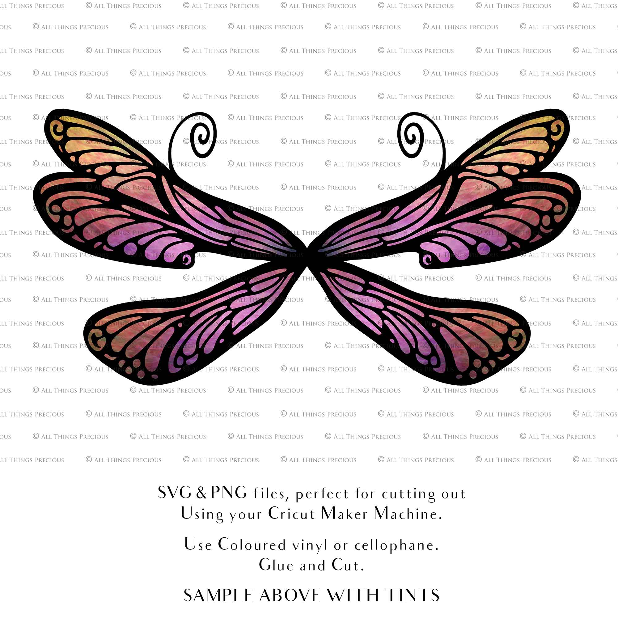 SVG & PNG Fairy Wing files for Cricut or Silhouette Cameo Cutting Machine. To create wearable fairy wings, in adult or children sizes. Simply load the design into design space for Cricut, re size and you are set to go!  These are Individual Wing Pieces, for you to cut and assemble. This is a DIGITAL product.